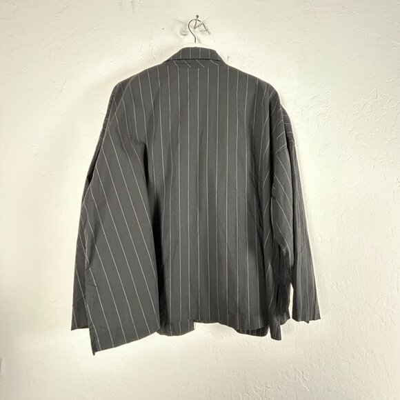 SpiritHouse Women’s Asymmetric Pinstripe Shirt Black Art to Wear Button-Up S/M - Picture 2 of 10
